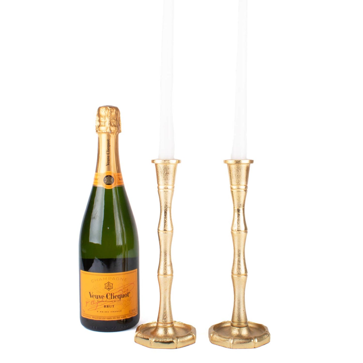 Gold Bamboo Candlestick Set - Small