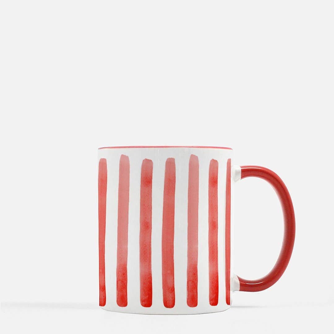 Watercolor Candy Cane Mug Set of 2