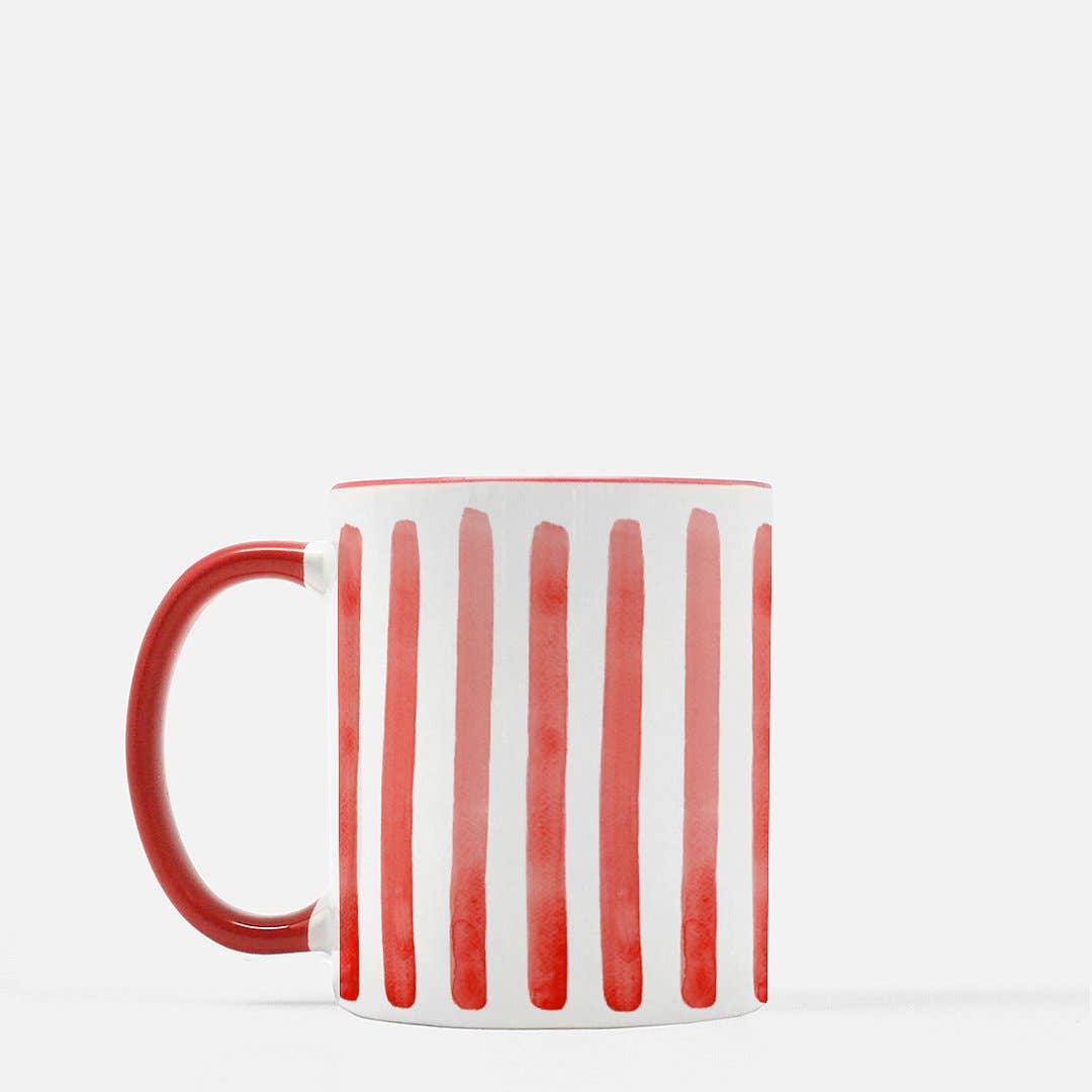 Watercolor Candy Cane Mug Set of 2