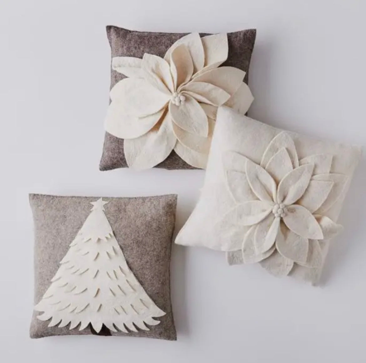 Cream Tree Felt Pillow