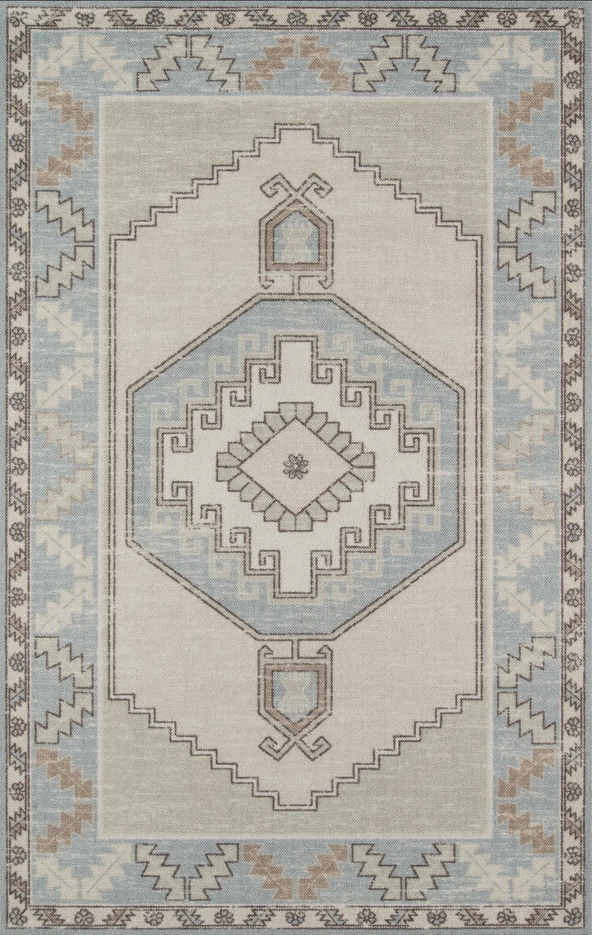 Light Blue Medallion Area Rug