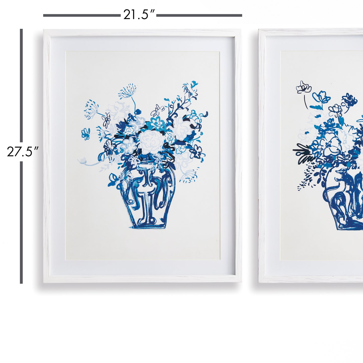 Blue Pair Floral Prints, Set Of 2