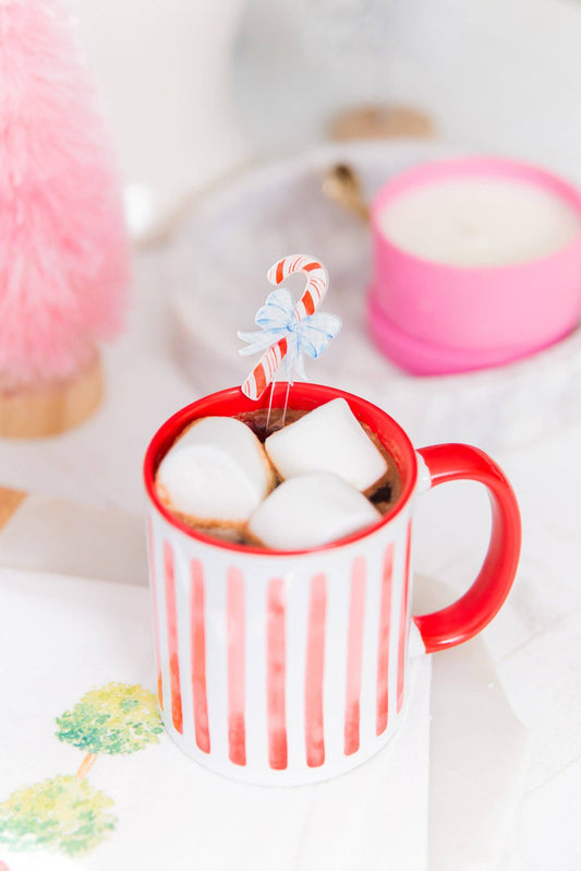 Watercolor Candy Cane Mug Set of 2