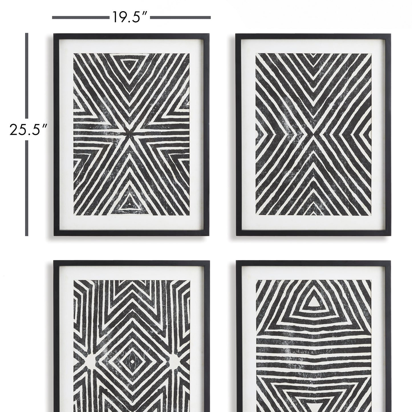 Achromatic Geometric Prints, Set Of 4