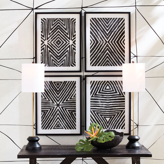 Achromatic Geometric Prints, Set Of 4