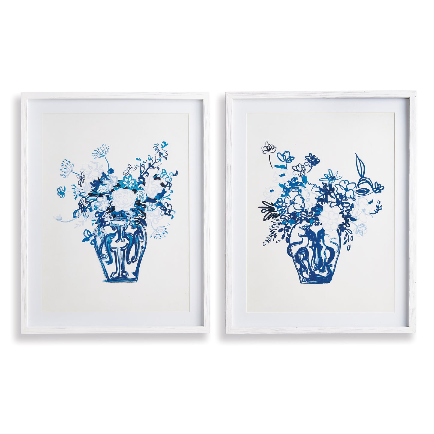 Blue Pair Floral Prints, Set Of 2